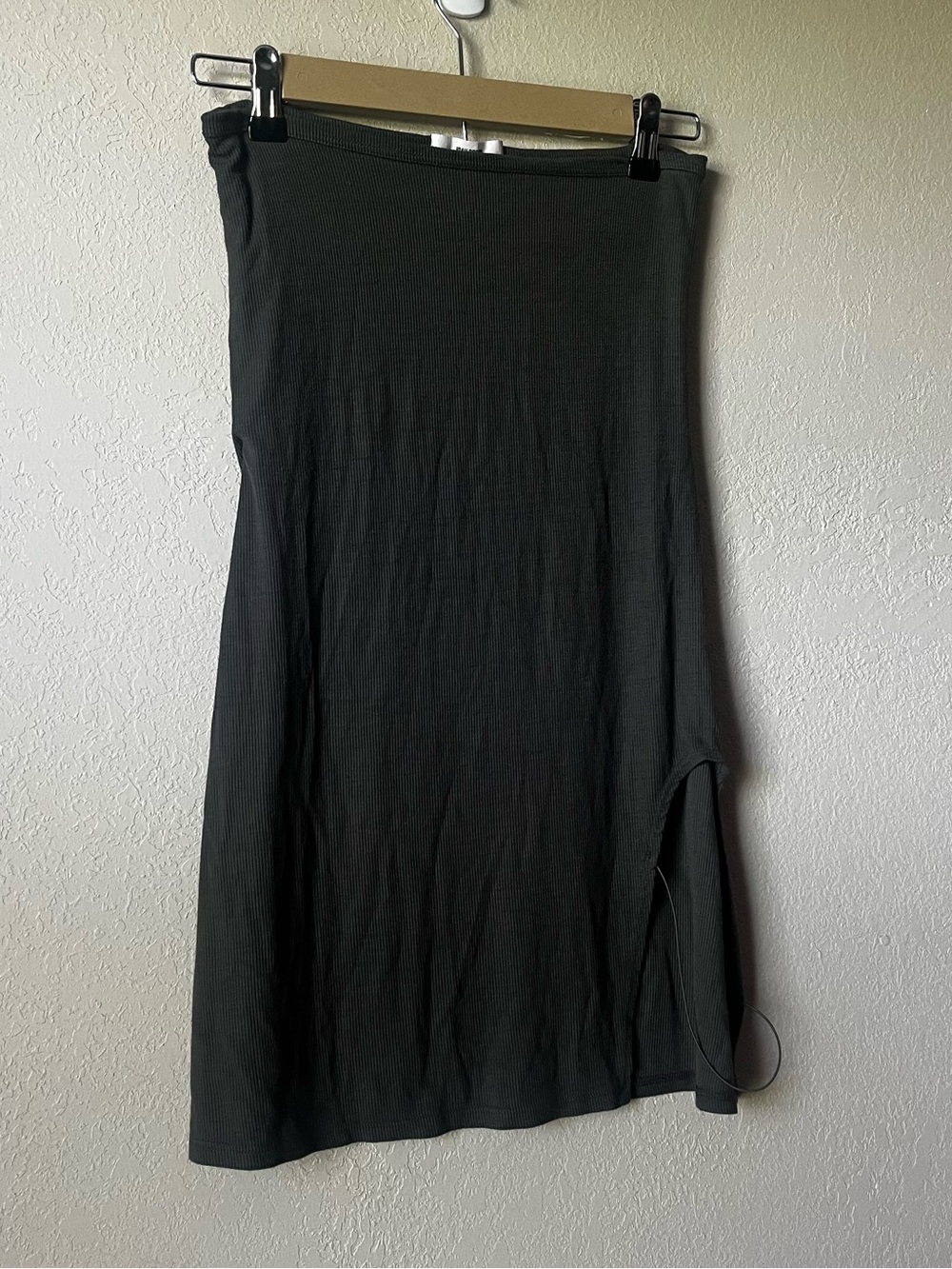 JOAH BROWN Brand Ribbed Strapless Mini Dress in Dark Olive - Picture 2 of 6